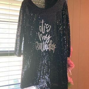 Black Sequin Birthday Top/Dress! Size M